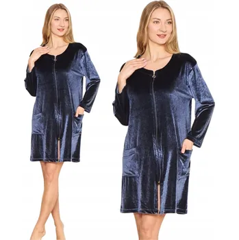 Dámský župan Morella dámský župan ke kolenům, tmavě modrý, velikost 3XL/4XL
