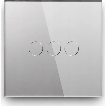 vypínač DOTYKOVÝ SPÍNAČ SVĚTLA TROJITÝ 3K SKLENĚNÝ ŠEDÝ VYPÍNAČ