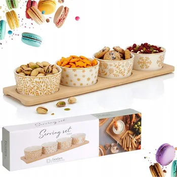 Vánoční talíř misky na pochutiny předkrmy tapas omáčky dipy na stůl