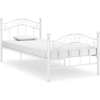 Postel zahrada-XL Rám postele bílý kov 100 x 200 cm 324992