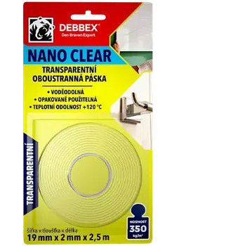 Lepicí páska Páska lepící oboustranná 19x2mm/2,5m NANO CLEAR