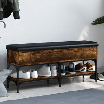 Zahradní lavice Nábytek XL Lavice s botníkem kouřový dub 102 x 32 x 45 cm kompozitní dřevo 835179