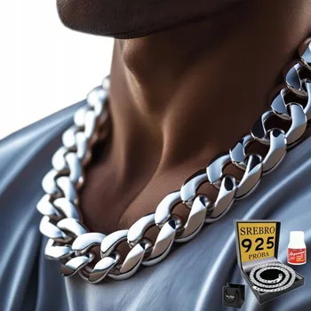 Řetízek SREBRNY Łańcuszek Męski GRUBY Pełny SREBRO 925 Řetěz 13 mn DIAMANTOVÝ