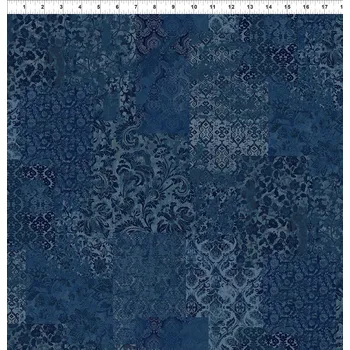 US In The Beginning 999-962 Carpet Bag Romance modrá bavlněná látka