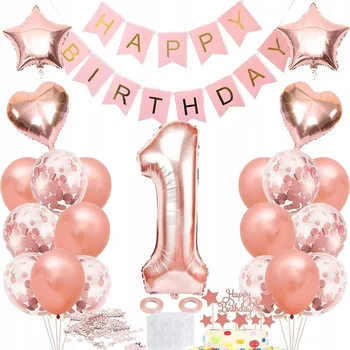 Party dekorace Sada balónků, narozeninové dekorace, párty dekorace, v barvě růžového zlata