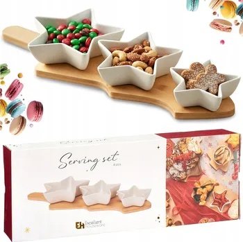 Talíř Vánoční talíř misky na pochutiny předkrmy tapas omáčky dipy na stůl 139495 bílá