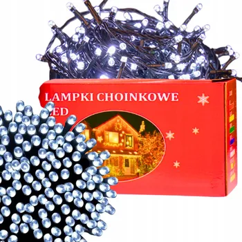 Vánoční dekorace SVĚTELNÝ ŘETĚZ NA VÁNOČNÍ STROMEK VENKOVNÍ VNITŘNÍ 100 LED STUDENÁ BÍLÁ SILNÝ