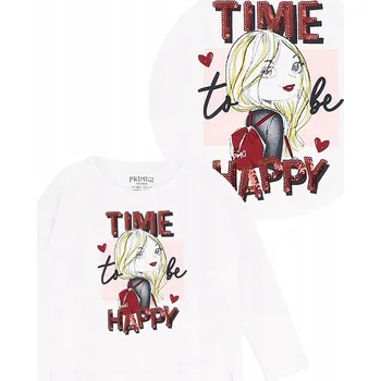 Dívčí tričko Primigi dětské tričko s dlouhým rukávem bavlna bílé, velikost 152