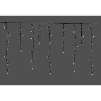 Vánoce Venkovní LED vánoční závěs - teplá bílá, černý kabel, se záblesky, 10m