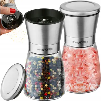 Mlýnek na koření Mlýnek na sůl a pepř, ruční sada mlýnků na koření s nastavitelnou hrubostí mletí