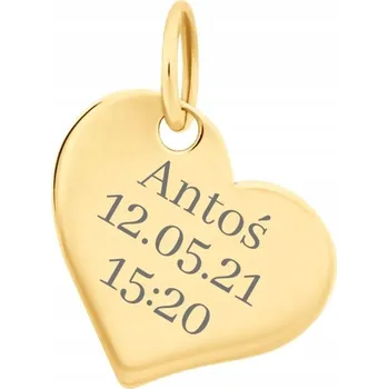 Přívěsek Zlatý PŘÍVĚSEK SRDÍČKO KŘEST S GRAVÍROVÁNÍM 585