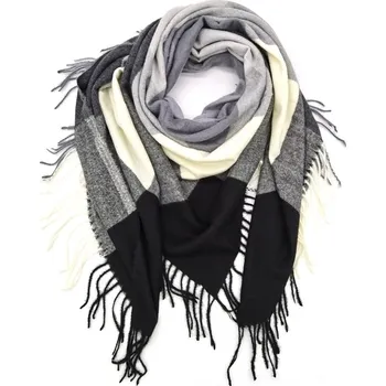 Šátek Classic Scarf Dámská / pánská vlněná černá šála kostkovaná čtvercový šátek karo a třásně