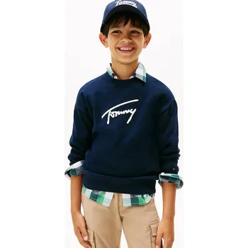 Dívčí svetr Dětský bavlněný svetr Tommy Hilfiger tmavomodrá barva, KB0KB09974 KB0KB09974.9BYA 59X, vel. 152
