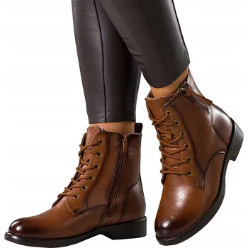 Dámská zimní obuv KOTNÍKOVÉ BOTY Hnědé Dámské Ploché POHODLNÉ Šněrovací MÓDNÍ Klasické r 39