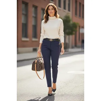 Elegantní kalhoty MEM tmavě modré Velikost: UNI: S - XL