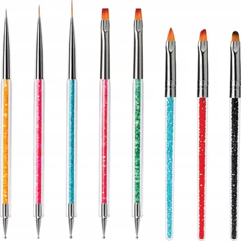 Sada štětců na manikúru, nehty, zdobení, gel, hybrid, akryl, 8 ks