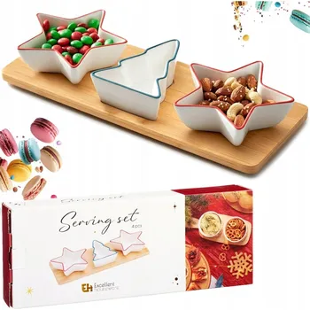 Talíř Vánoční talíř misky na pochutiny předkrmy tapas omáčky dipy na stůl