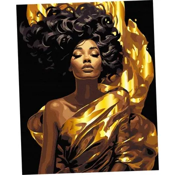 Malování podle čísel 40x50 cm, černé plátno ve zlaté barvě oblečené do 1 Ks