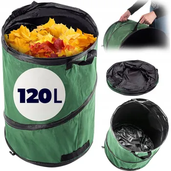 Odpadkový koš ZAHRADNÍ PYTEL KOŠ NA LISTÍ ODPAD TRÁVU SKLÁDACÍ PEVNÝ S UCHYTY 120 L