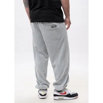 Pánské kalhoty Pánské manšestrové kalhoty na gumu, pohodlné, šedé - Jigga Cord XXL