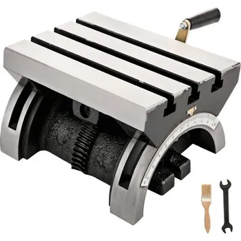 Frézka VEVOR Naklápěcí frézovací stůl 7x5 palců Naklápěcí úhlová frézka Nastavitelná otočná úhlová deska 0-90° se 3 T-drážkami a nastavitelnou klikou Vysoce výkonná naklápěcí frézka pro broušení