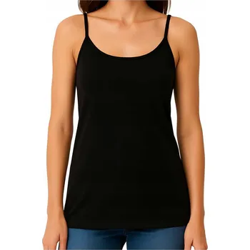 Dámské tričko Dámské Tričko Aren, bavlněné tílko bez rukávů, Paulina, černé, XL