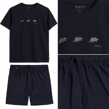 Pánské pyžamo ATLANTIC NMP-371 pánské bavlněné pyžamo s krátkým rukávem LETNÍ - M