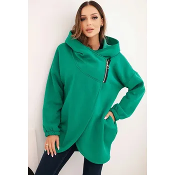 Dámská mikina Dámská mikina s kapucí a asymetrickým zipem zelená UNI