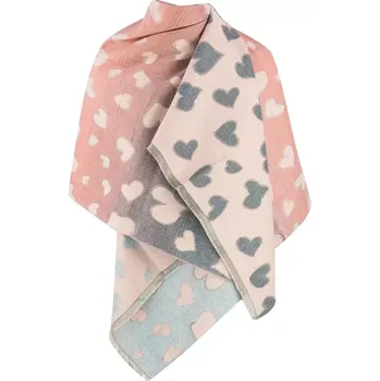 Šála Teplá šála šátek srdce ombre oboustranná pletenina (Šedá || Růžová)