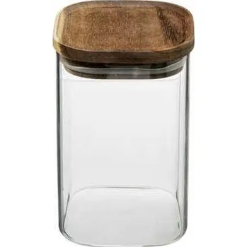 Dóza na potraviny SKLENĚNÁ NÁDOBA s dřevěným víkem 1L 10,5x16cm