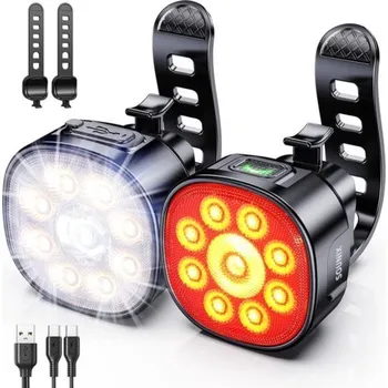 Cyklosvítilna LED světlo na kolo sada přední + zadní - USB nabíjení