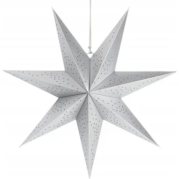 Vánoční dekorace Vánoční HVĚZDA dekorace ozdoba k zavěšení na strop do okna STŘÍBRNÁ 60 cm