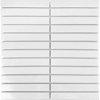 Obklad KERAMICKÁ MOZAIKA DEKORATIVNÍ PIANO BÍLÁ OBDÉLNÍKOVÁ DLAŽDIČKA WHITE