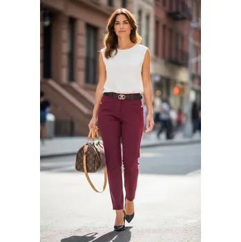 Dámské kalhoty Elegantní kalhoty MEM bordo Velikost: UNI: S - XL