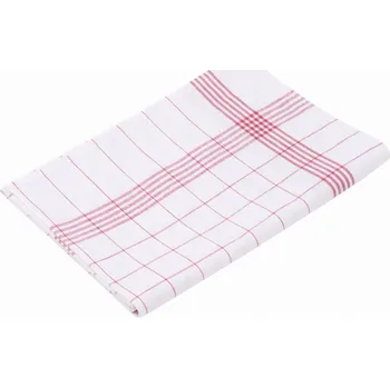 Utěrka Sada 3 lněných utěrek, 50x70 cm, červená kostka