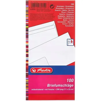 Obálka Obálky s okénkem 100ks 110x220cm Herlitz Obálky kancelářské DL bílé