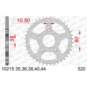 Nářadí na motocykly 10215-36 ZADNÍ ROZETA MOTO. OCELOVÁ, POZINKOVANÁ, STŘÍBRNÁ AFAM