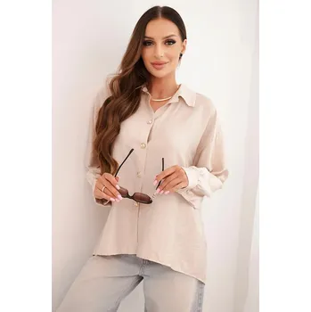 Dámská košile Dámská elegantní košile z viskózy s ozdobnými knoflíky béžová UNI