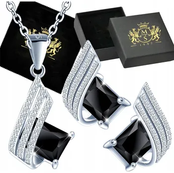 Náušnice Sada šperků Mennica Świdnicka stříbro 925 černá náušnice řetízek