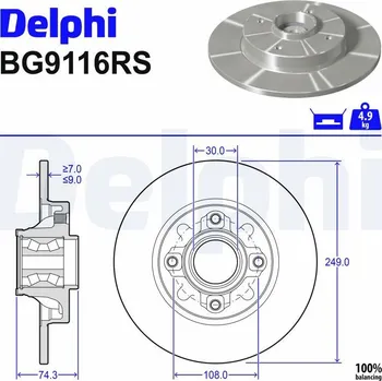 Brzdový kotouč Brzdový kotouč DELPHI BG9116RS