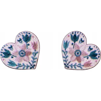 Náušnice Dřevěné náušnice Folklorní Srdce růžové - ruční práce - originál - BeWooden