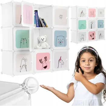 regál MODULÁRNÍ SKŘÍŇKA PRO DĚTI NA HRAČKY OBLEČENÍ BOTY DĚTSKÝ REGÁL 9X POLICE