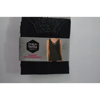 Dámské tričko DOLCE BELLA Dámské Tričko s krajkou ČERNÉ vel. XL 48/50