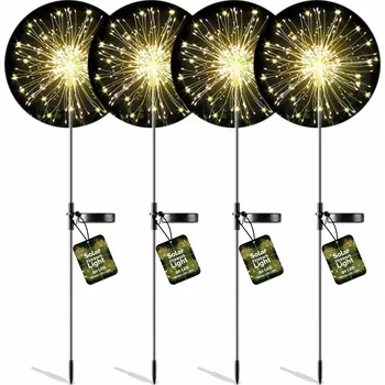Venkovní osvětlení Venkovní zahradní solární LED lampička pampeliška Ohňostroj FIREWORKS 120 LED - sada 4 kusů