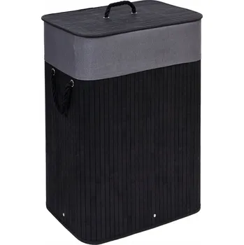 Koš na prádlo KOŠ NA PRÁDLO DO KOUPELNY ČERNÝ KUFŘÍK S VÍKEM LOFT