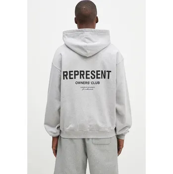 Pánská mikina Bavlněná mikina Represent Represent Owners Club Zip Hoodie, L, šedá, 90X