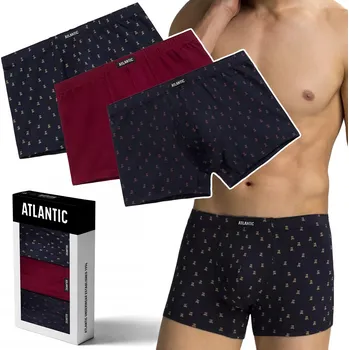 Boxerky ATLANTIC 3MH-201 Pánské boxerky SLIM FIT BAVLNĚNÉ 3-BALENÍ - M