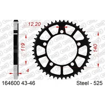Nářadí na motocykly Ozubení zadní ocelové Afam 164600 44z, velikost 525