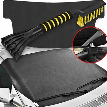Autoškrabka Škrabka na led se štětcem 50 cm + Protizámrazová podložka na čelní sklo do auta