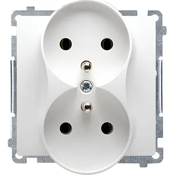 Elektrická zásuvka Dvojitá zásuvka s uzemněním Simon BASIC bílá BMGZ2M